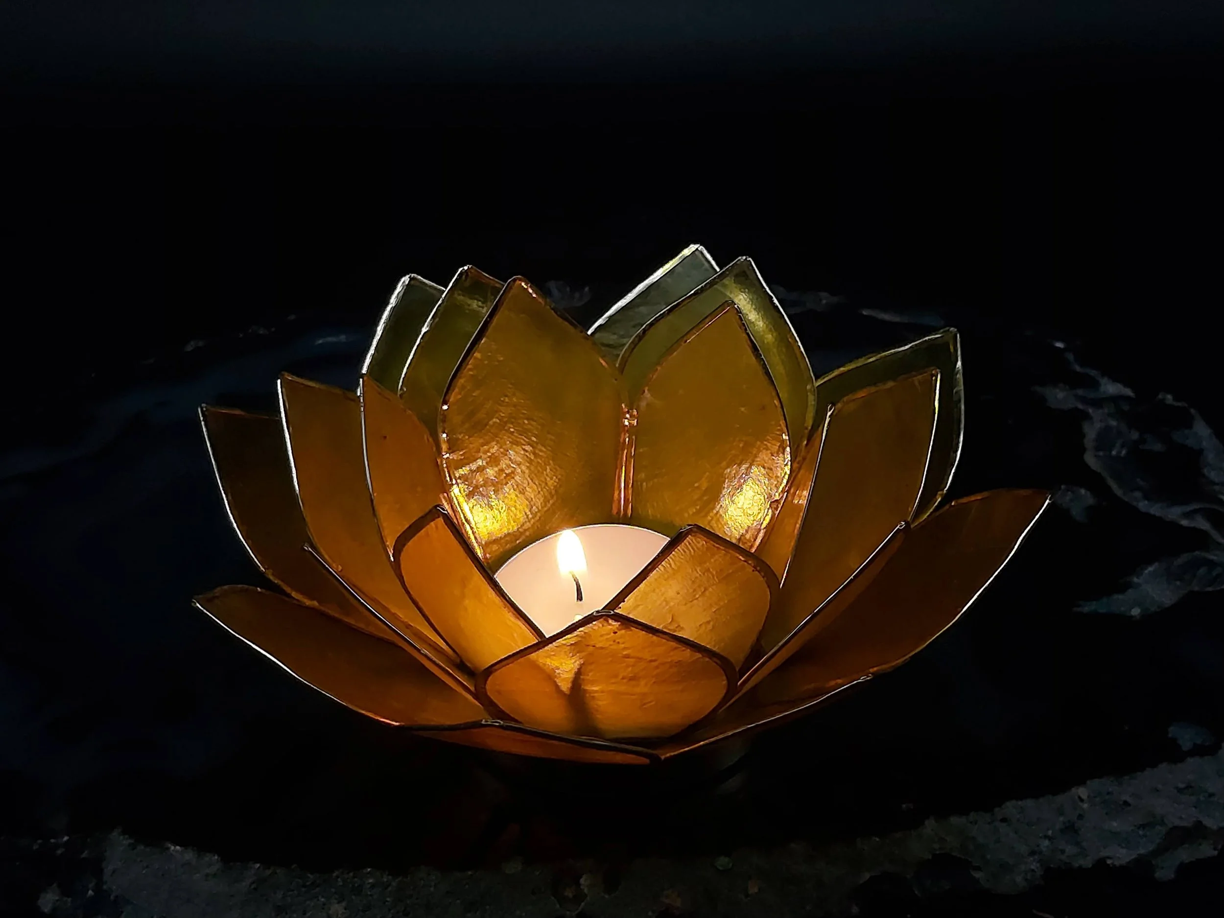 Capiz shell lotus candle holder at Utopia Store